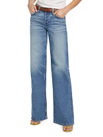 Stretch Mid-Rise Wide-Leg Jeans