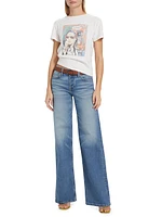 Stretch Mid-Rise Wide-Leg Jeans