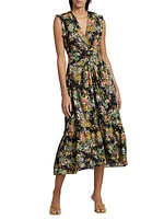 Kris Floral Cotton-Blend Midi-Dress