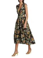 Kris Floral Cotton-Blend Midi-Dress