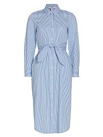 Veronica Striped Cotton Tie-Waist Shirtdress