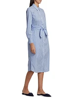 Veronica Striped Cotton Tie-Waist Shirtdress