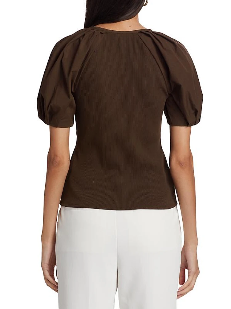 Albane Cotton-Blend Puff-Sleeve Top