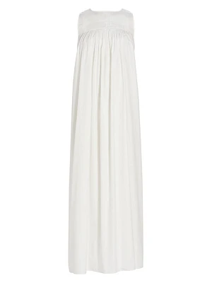 Sleeveless Pleated Cotton Maxi Dress