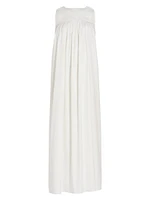 Sleeveless Pleated Cotton Maxi Dress