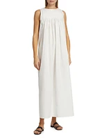 Sleeveless Pleated Cotton Maxi Dress