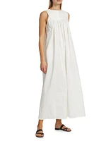 Sleeveless Pleated Cotton Maxi Dress