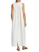 Sleeveless Pleated Cotton Maxi Dress