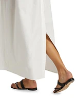 Sleeveless Pleated Cotton Maxi Dress