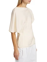 Asymmetric Fluid Satin Blouse