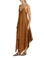 Asymmetric Silk Maxi Dress