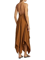 Asymmetric Silk Maxi Dress