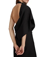 Draped One-Shoulder Open Back Dress