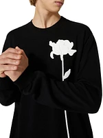 Wool Crewneck Sweater With Flower Embroidery