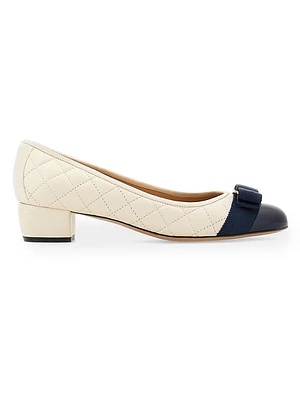 Vara Grosgrain Bow 30MM Leather Pumps