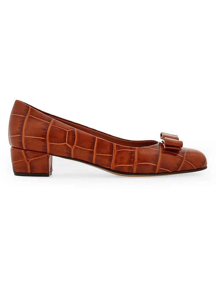 Vara Crocodile-Embossed 30MM Leather Pumps