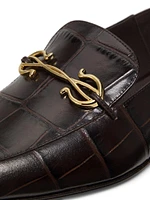 Louis Crocodile-Embossed Leather Loafers