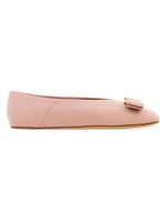 Vanna Bow-Detailed Leather Ballet Flats