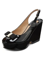 Lally 105MM Patent Leather Platform Wedge Sandals