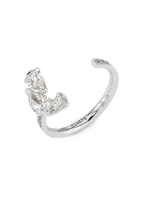 Serti Sur Vide 18K White Gold & 0.82 TCW Diamond Cuff Ring