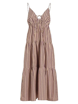 Amber Stripe Tiered Midi-Dress