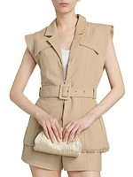 Jade Cotton-Linen Belted Vest Top