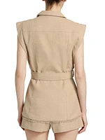 Jade Cotton-Linen Belted Vest Top