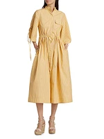 Yana Stripe Linen Midi-Dress