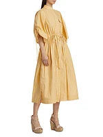 Yana Stripe Linen Midi-Dress