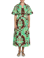 Damask Cotton Midi-Dress