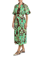 Damask Cotton Midi-Dress