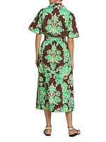 Damask Cotton Midi-Dress