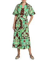 Damask Cotton Midi-Dress