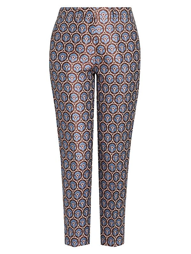 Floral Brocade Slim-Fit Trousers