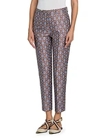 Floral Brocade Slim-Fit Trousers