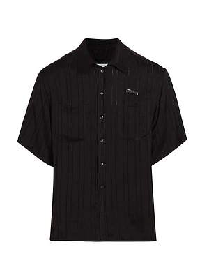 Macrame Stripe Utility Short-Sleeve Shirt