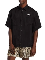 Macrame Stripe Utility Short-Sleeve Shirt