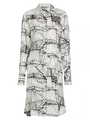 Veliero Silk Graphic Shirtdress