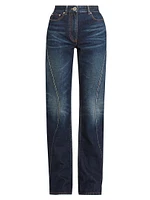 Seamed Straight-Leg Jeans