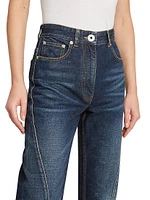 Seamed Straight-Leg Jeans