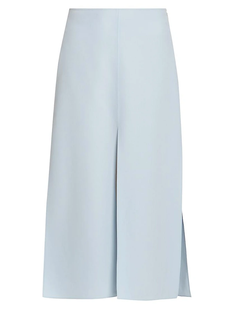 Wool-Silk Split Midi-Skirt