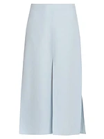 Wool-Silk Split Midi-Skirt