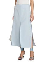 Wool-Silk Split Midi-Skirt