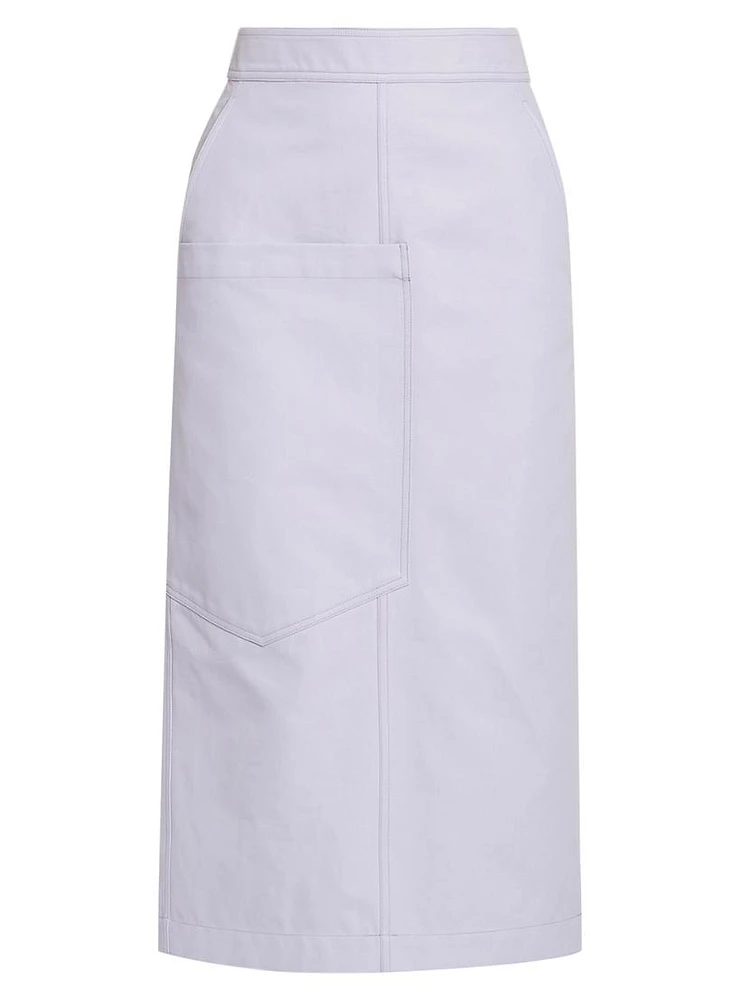 Gabardine Pocket Midi Skirt