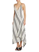 Linen-Cotton Striped Maxi Dress