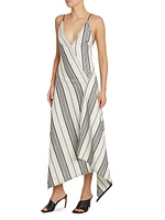 Linen-Cotton Striped Maxi Dress