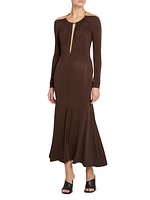 Stretch Jersey Keyhole Maxi Dress