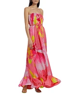 Strapless Floral Maxi Dress