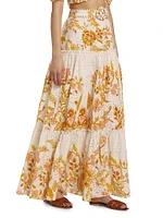 Belted Floral Maxi Skirt