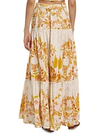 Belted Floral Maxi Skirt